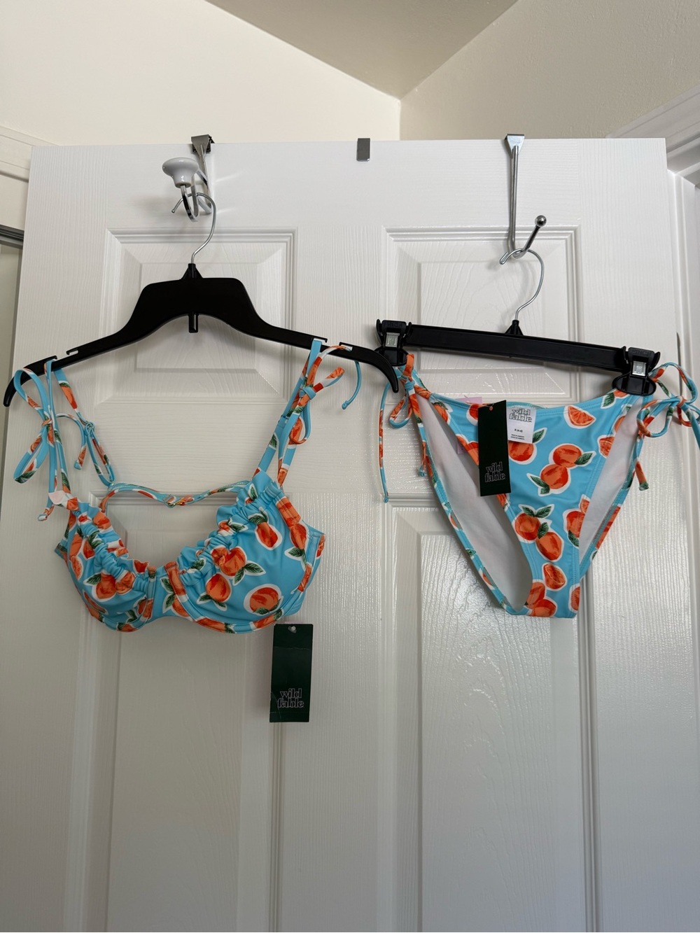 wild fable Blue Peach Print Tie-Strap Bikini